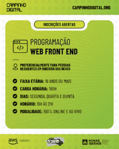 PO Grito - Inscrições abertas para o curso de Front-end da Campinho Digital!